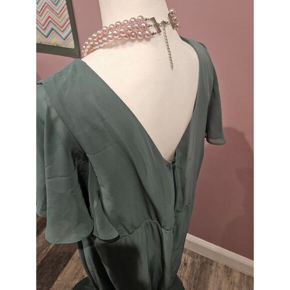 Birdy grey xxl army green formal maxi dress Hannah Empire Dress Eucalyptus - Picture 3 of 11